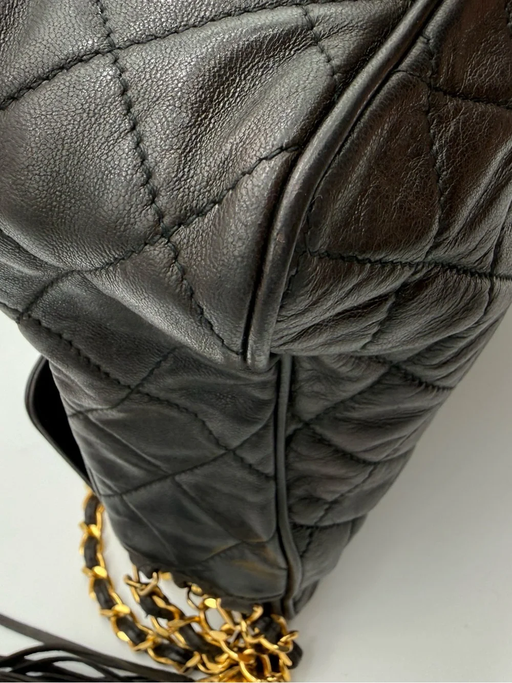 Chanel Vintage Quilted Lambskin Tassel Camera Bag Black - 24K GHW